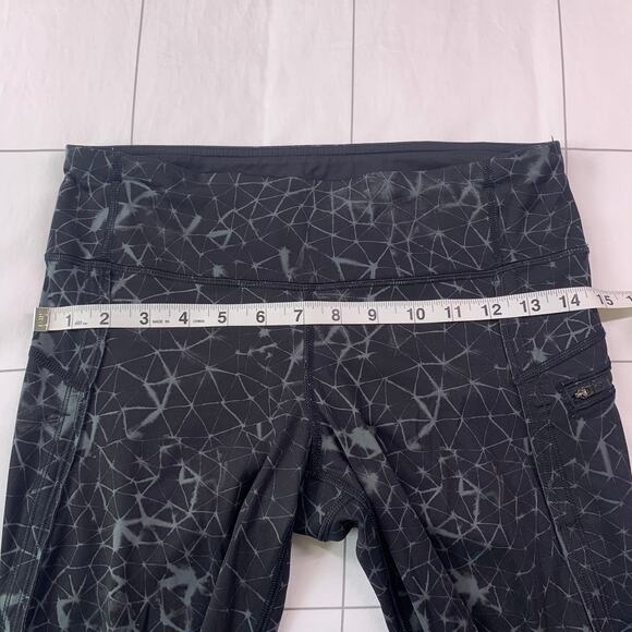 Lululemon Leggings Womens 6 Black Gray Run Top Speed Cropped Athletic Active Gym - Picture 8 of 10